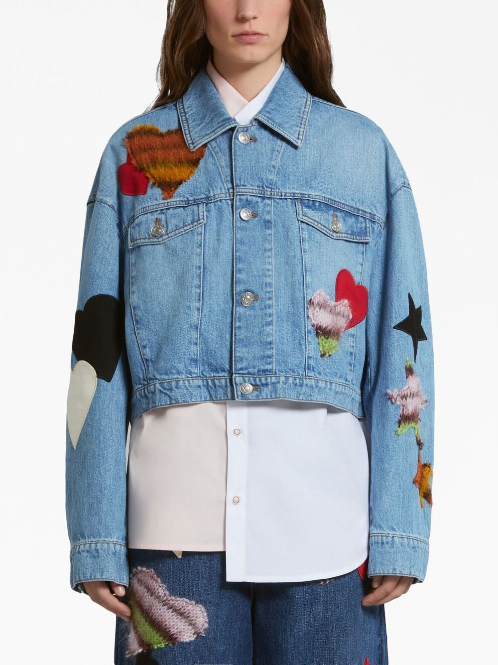 HEART PATCHS-DETAIL DENIM JACKET