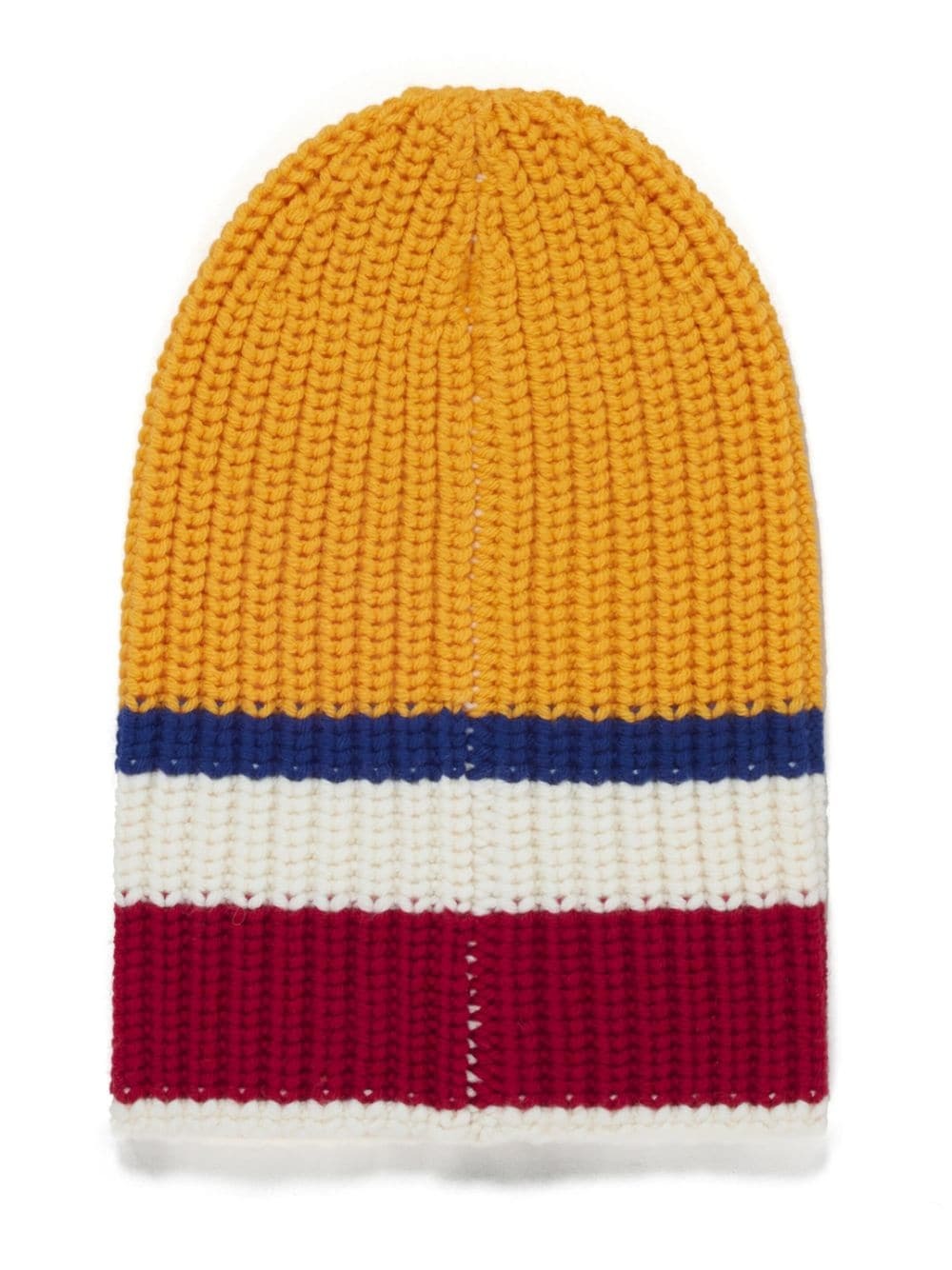 MARNI STRIPED RIBBED-KNIT WOOL BEANIE