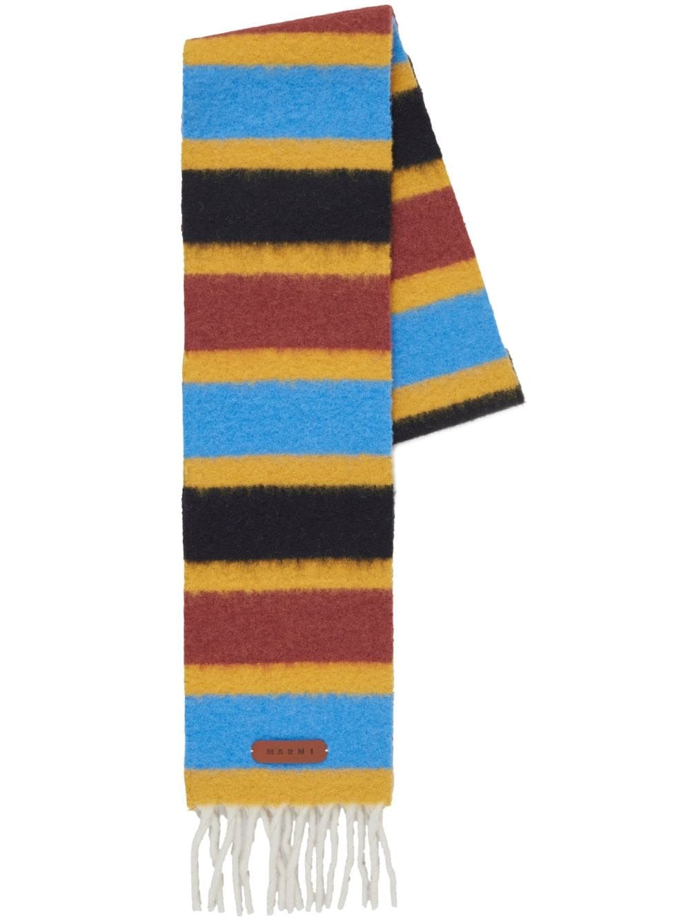 MARNI LOGO-PATCH STRIPED SCARF