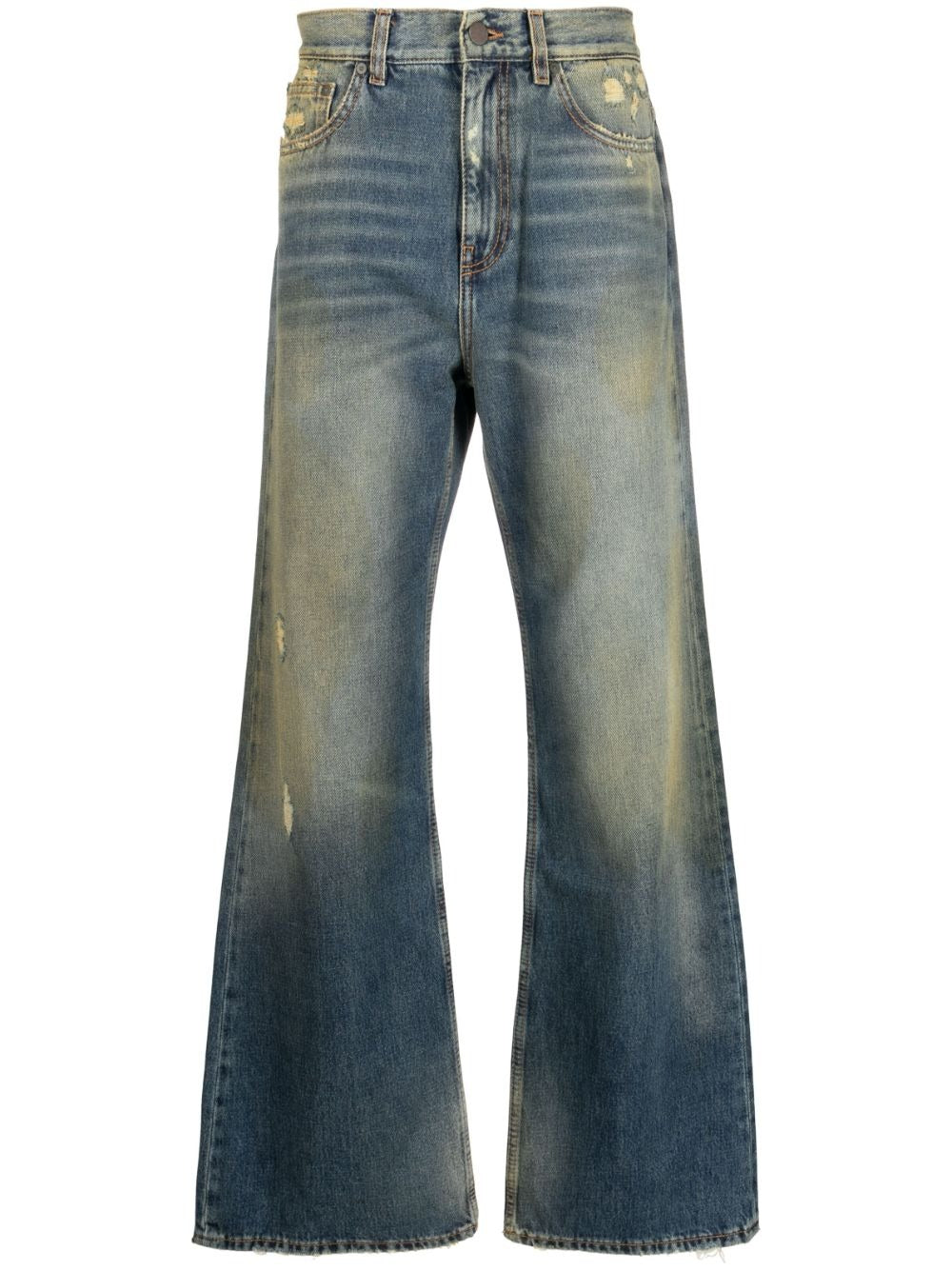 ACID WASH RIPPED BOOTCUT JEANS