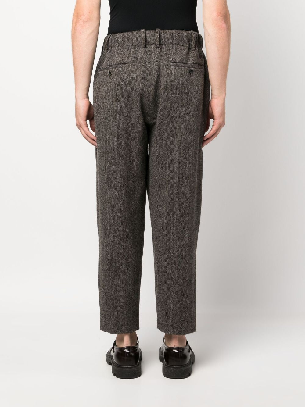 HERRINGBONE-PATTERN STRAIGHT-LEG TROUSERS