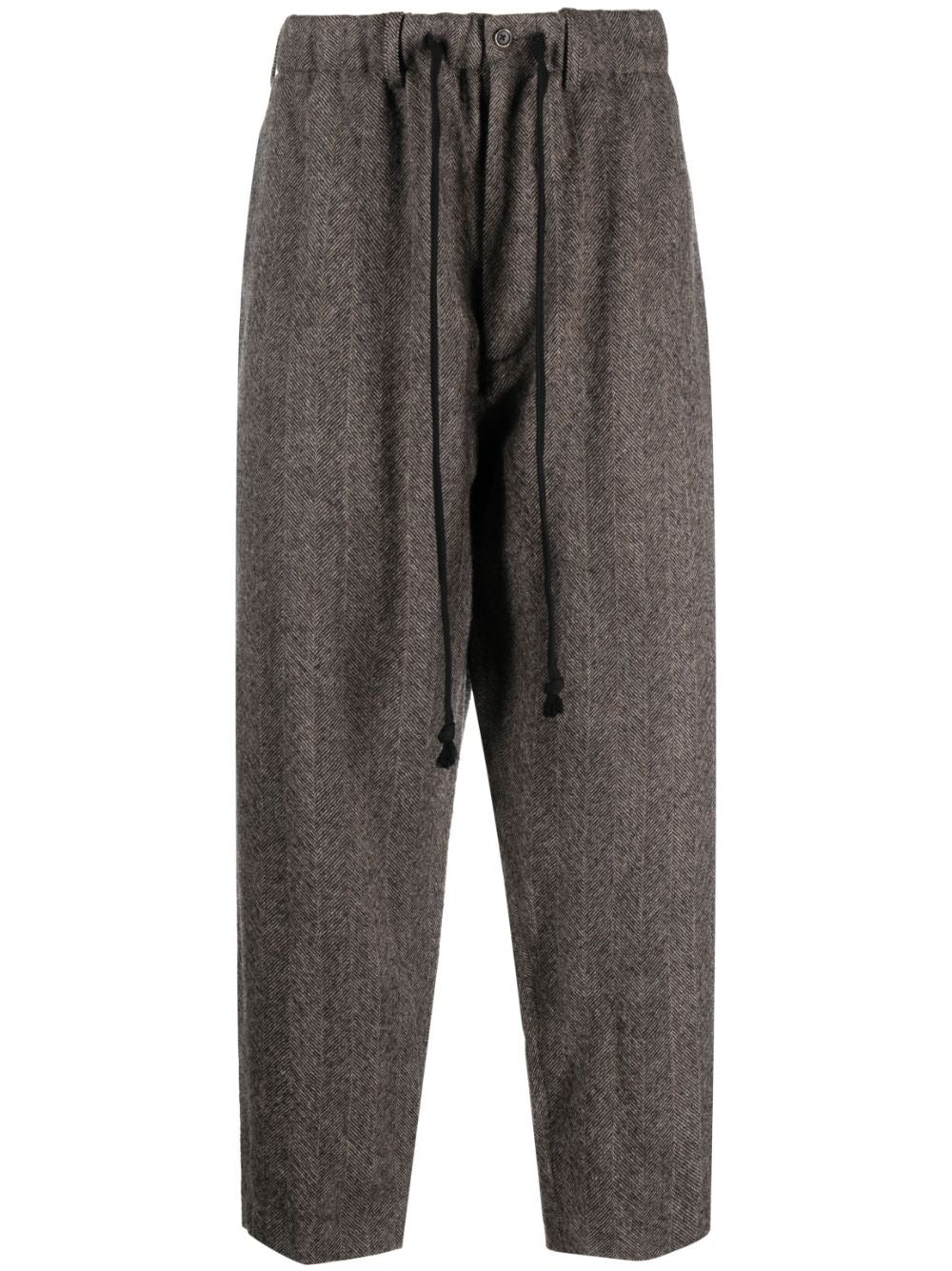 HERRINGBONE-PATTERN STRAIGHT-LEG TROUSERS