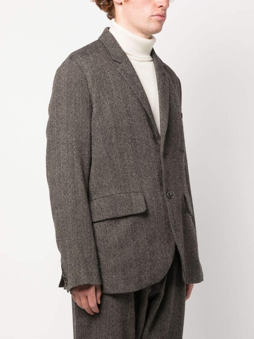 HERRINGBONE-PATTERN SINGLE-BREASTED BLAZER