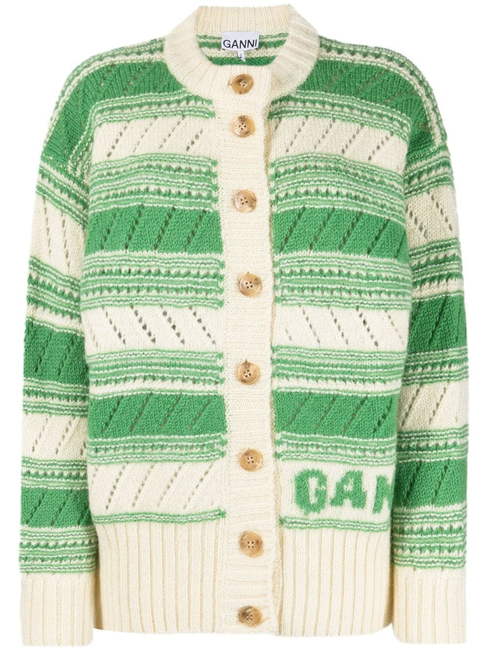 STRIPED ORGANIC WOOL CARDIGAN