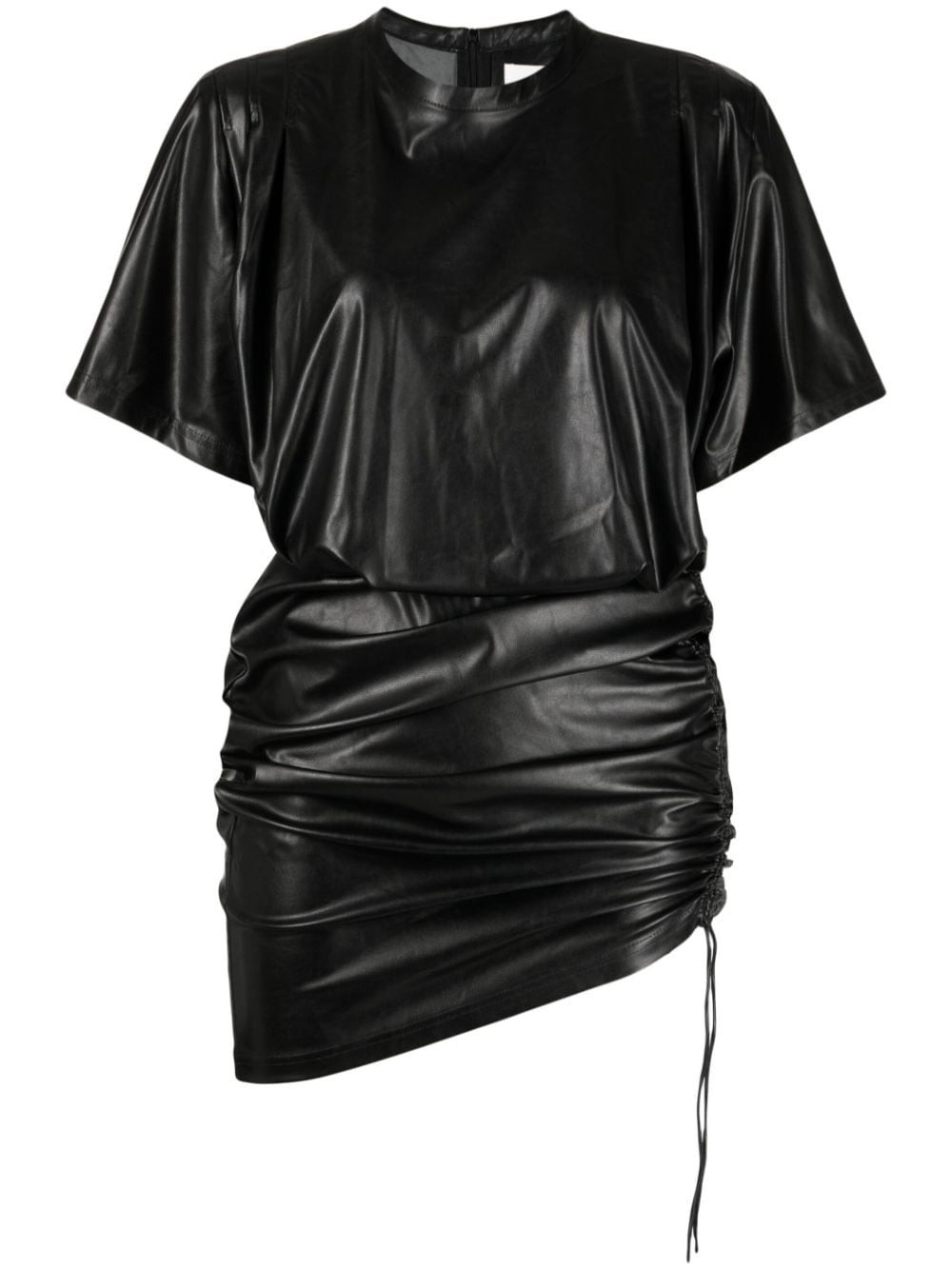 BALESI SHORT-SLEEVE LEATHER MINIDRESS