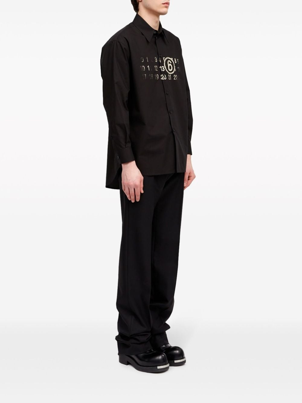 MAISON MARGIELA'S SIGNATURE NUMBERS MOTIF SPREAD COLLAR SHIRT