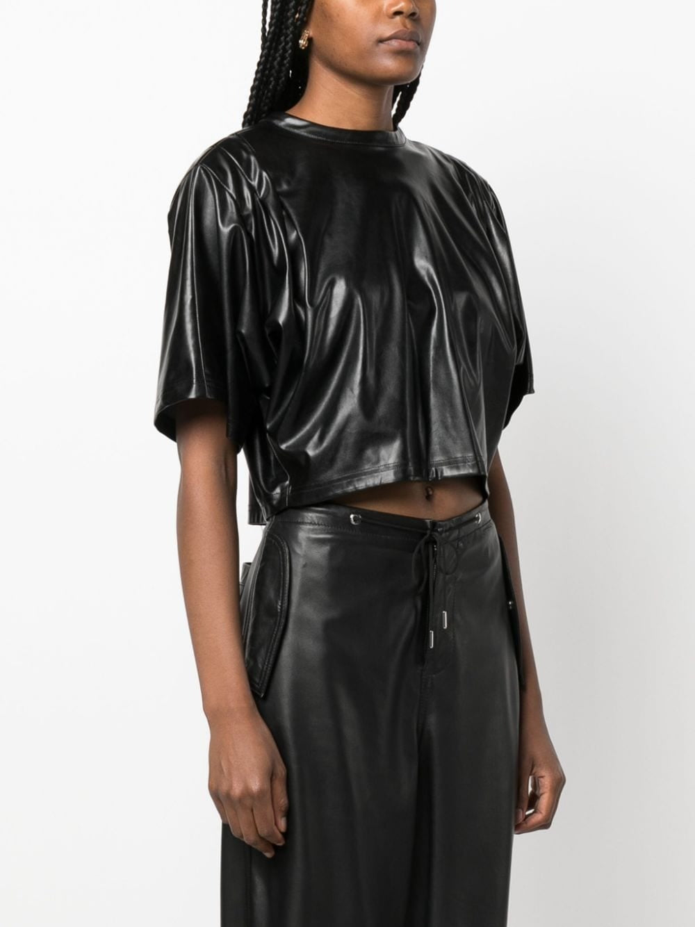 BROOKY CROPPED FAUX-LEATHER TOP