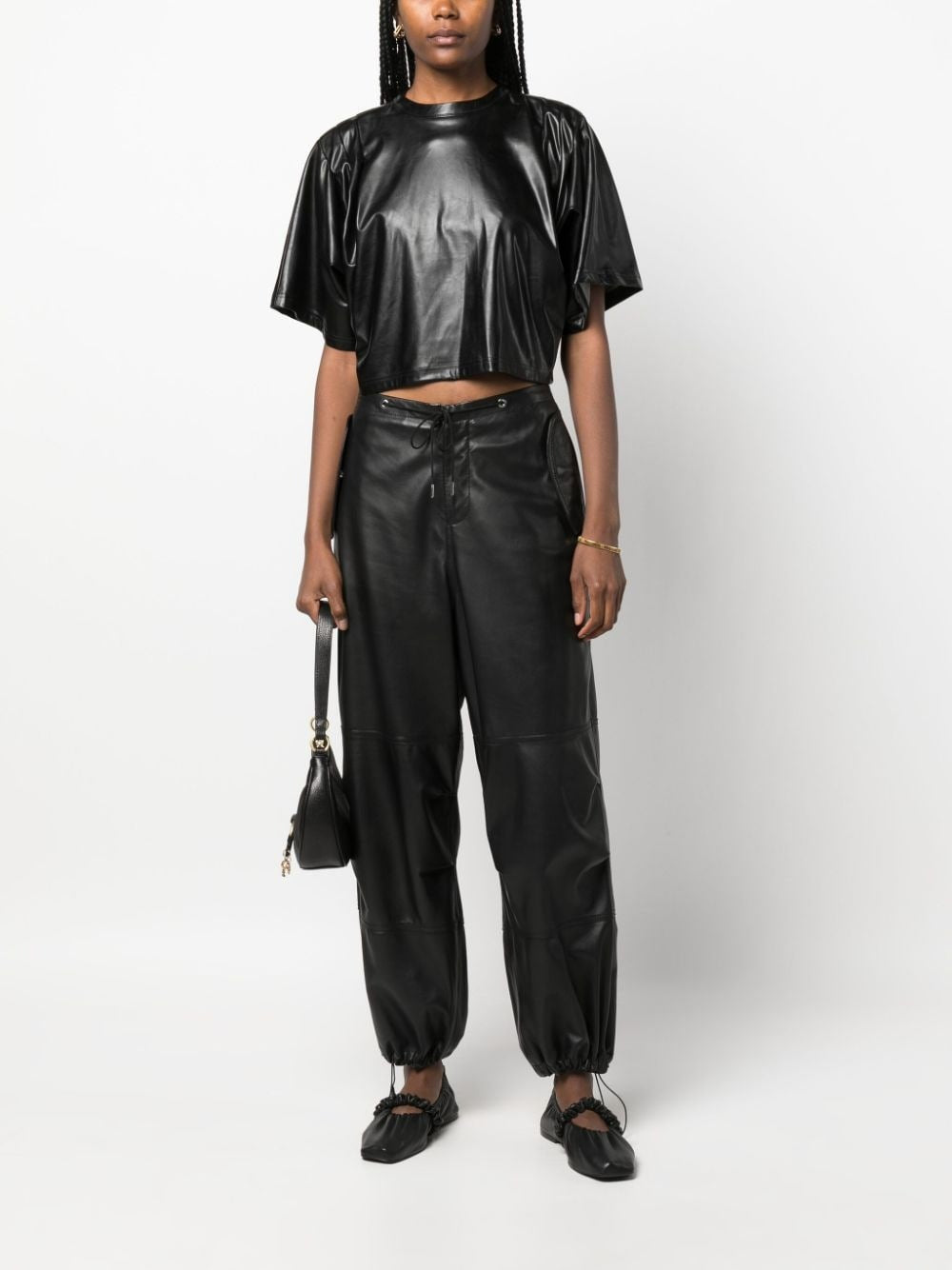 BROOKY CROPPED FAUX-LEATHER TOP