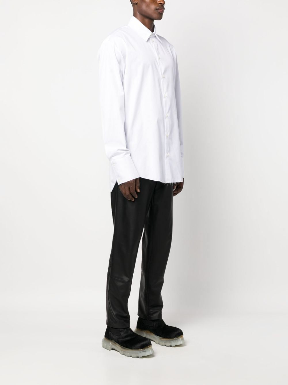 BUTTON-UP COTTON-BLEND EXTRA-LONG SLEEVES SHIRT