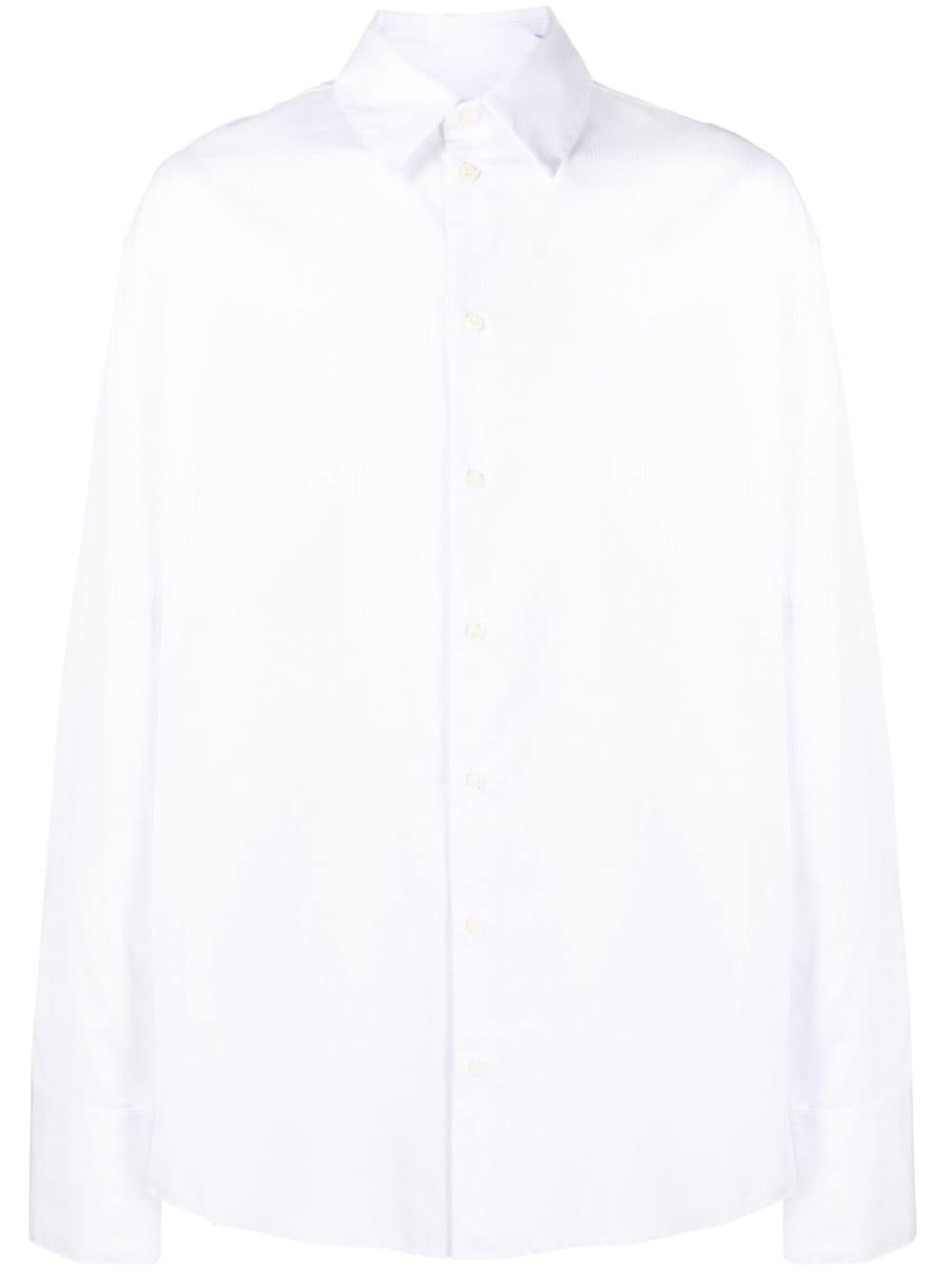 BUTTON-UP COTTON-BLEND EXTRA-LONG SLEEVES SHIRT