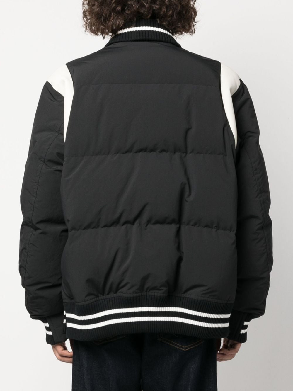 STRIPED-EDGE PADDED BOMBER JACKET