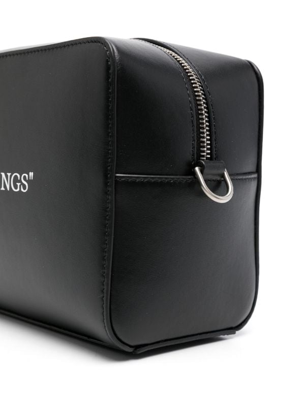 QUOTE-PRINT 'FOR BELONGINGS' LEATHER WASH BAG