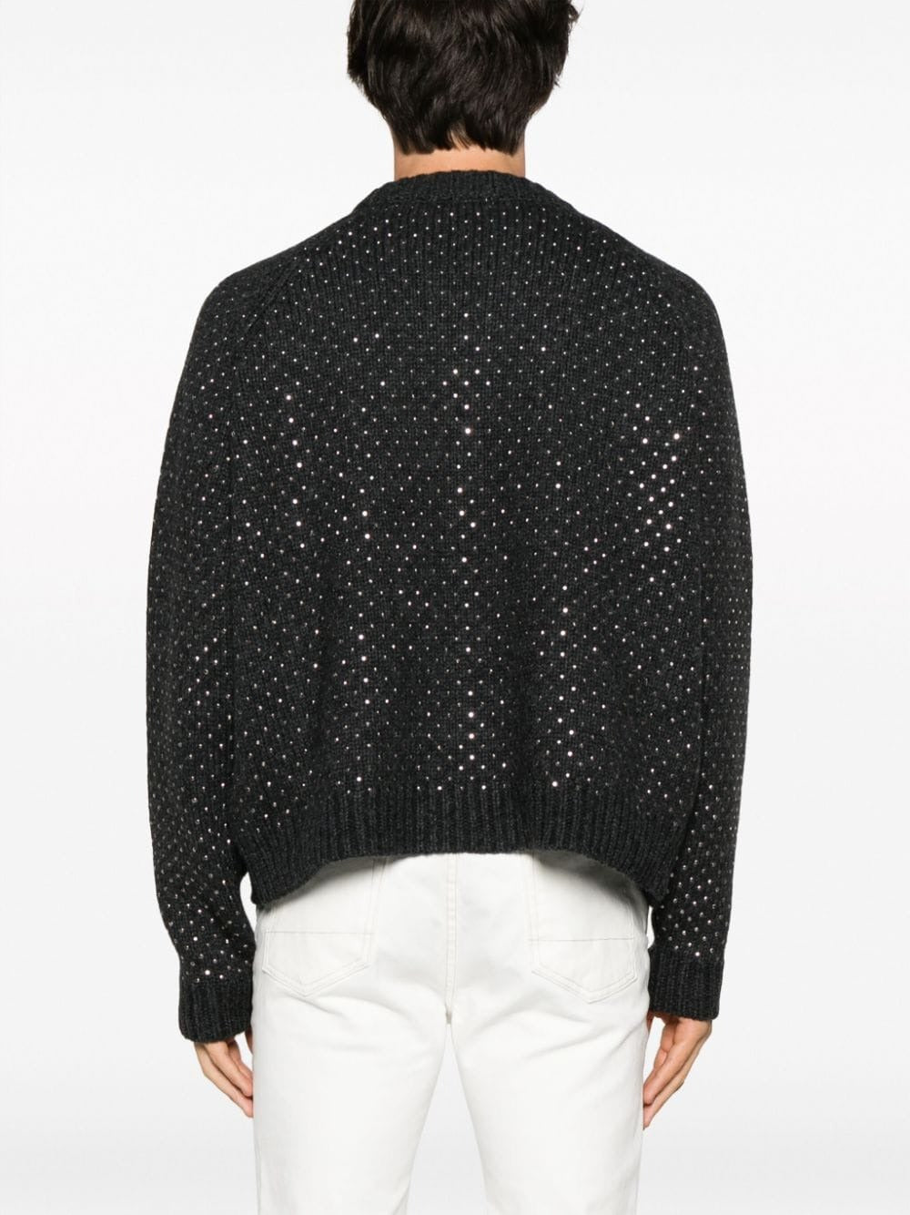 RHINESTONE-EMBELLISHED CREW-NECK JUMPER