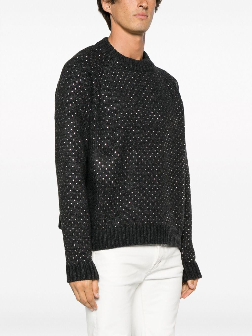 RHINESTONE-EMBELLISHED CREW-NECK JUMPER