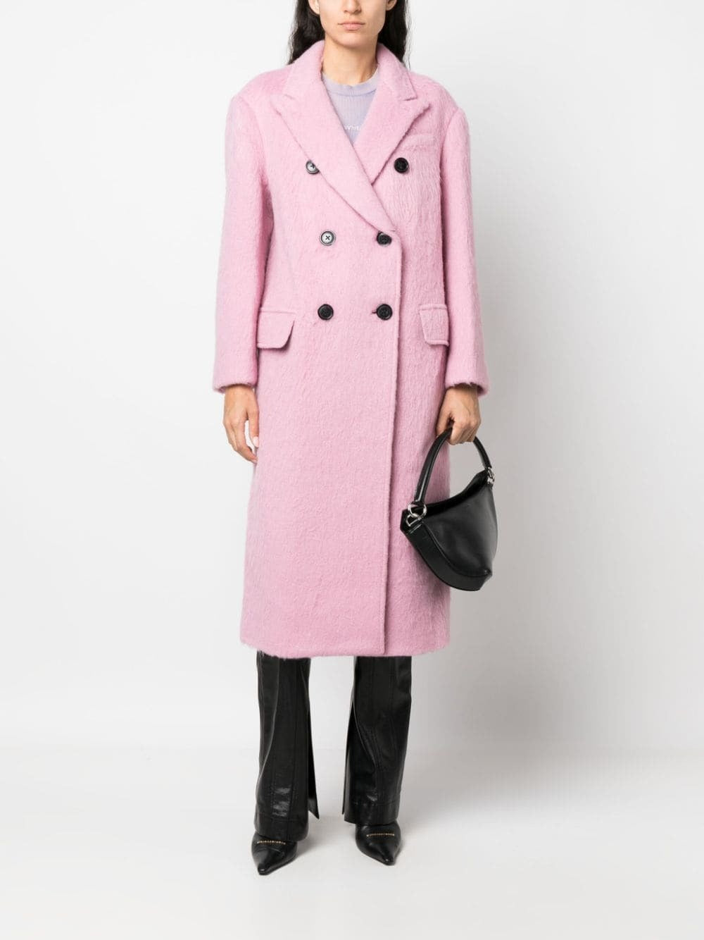 ESSA BRUSHED DOUBLE-BREASTED WOOL-BLEND COAT