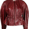 BRIAR PUFF-SLEEVE LEATHER ELASTICATED CUFFS JACKET