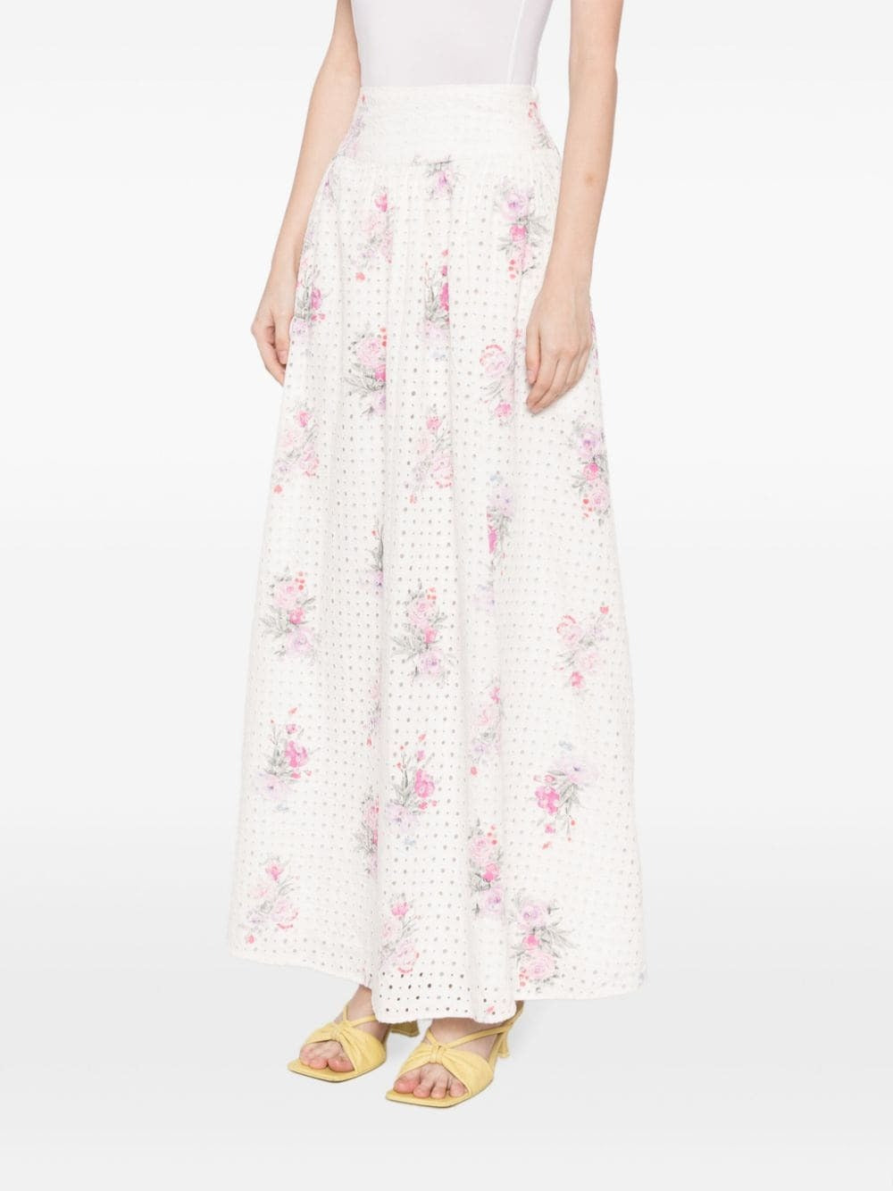 AVENTI FLORAL COTTON MAXI SKIRT