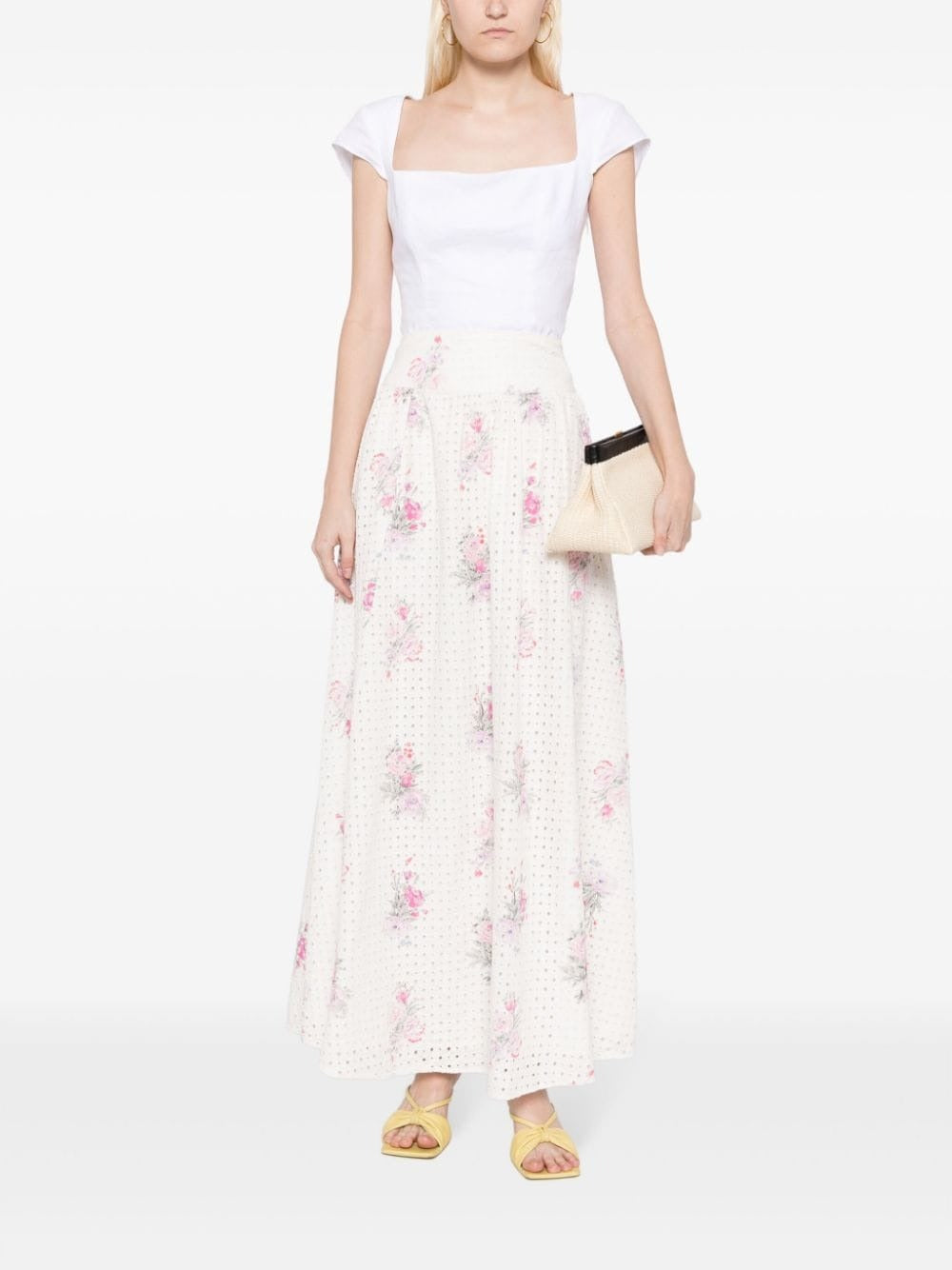 AVENTI FLORAL COTTON MAXI SKIRT