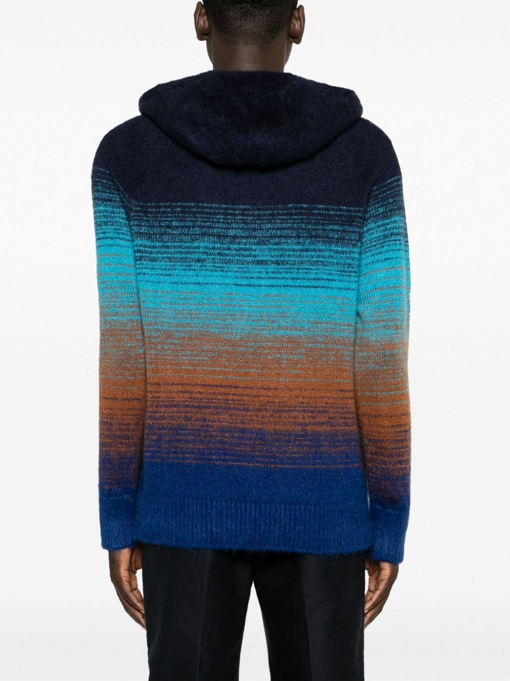 CAPPUCCIO DEGRADE GRADIENT-EFFECT KNITTED HOODIE