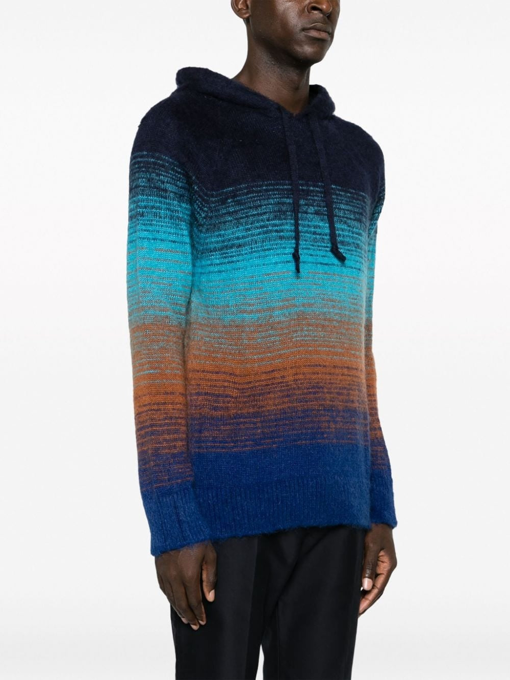 CAPPUCCIO DEGRADE GRADIENT-EFFECT KNITTED HOODIE