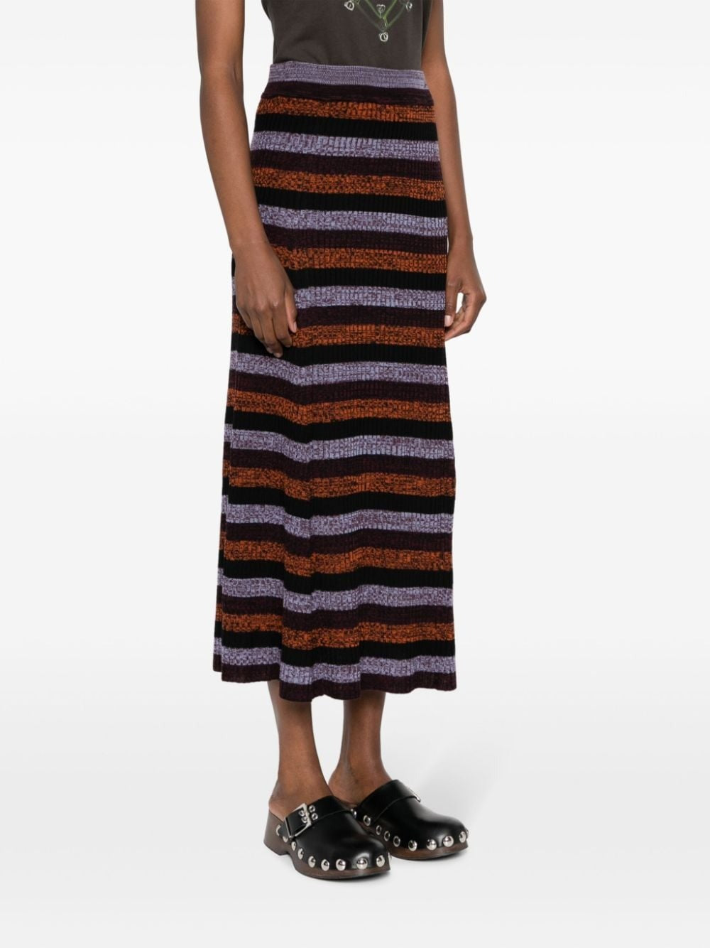 SPRAYED MERINO RIB WOOL MAXI SKIRT