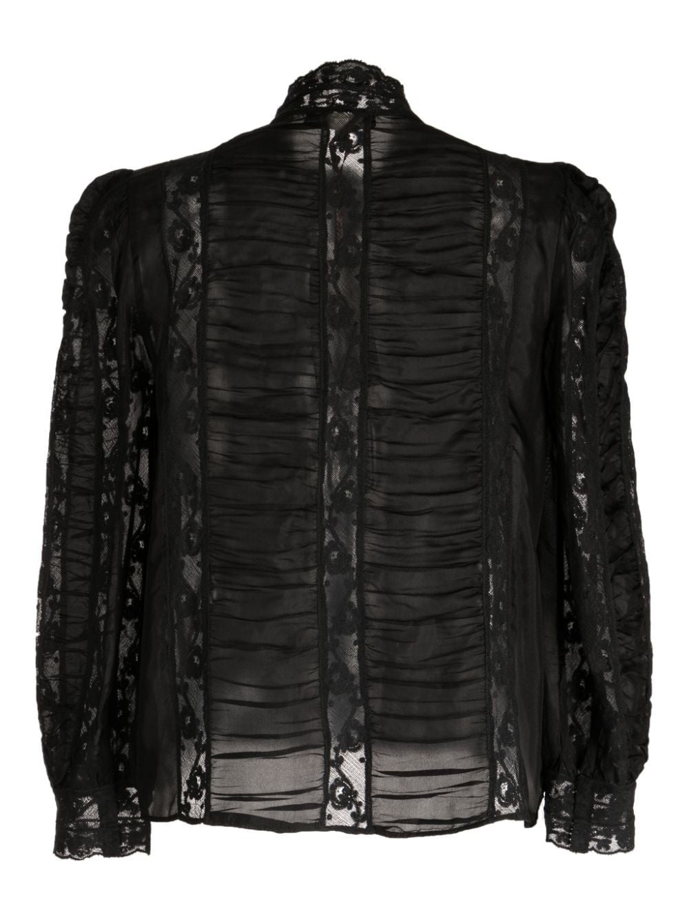 JACQUE LACE-PANELS SILK SHIRT