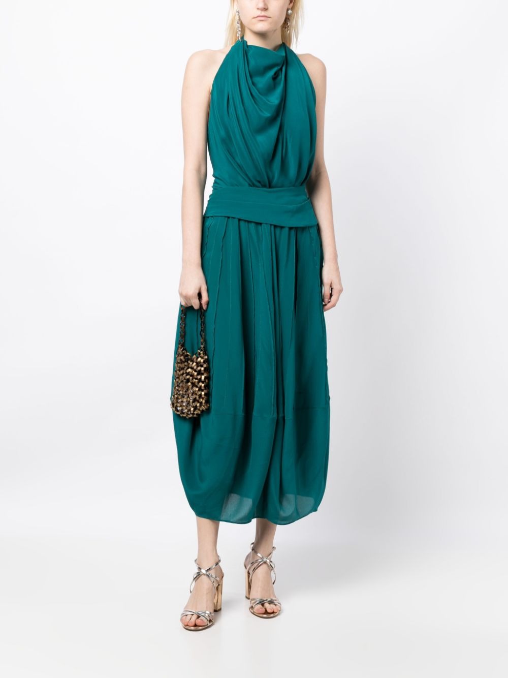 BARBOSA HALTERNECK SILK MIDI DRESS