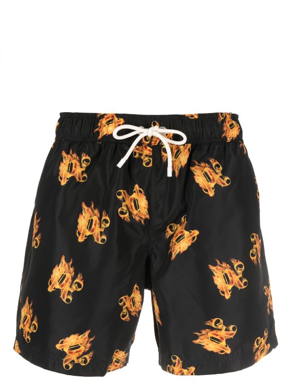 BURNING MONOGRAM-PRINT SWIM SHORTS