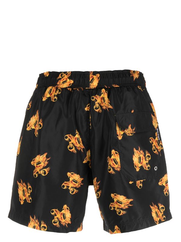 BURNING MONOGRAM-PRINT SWIM SHORTS