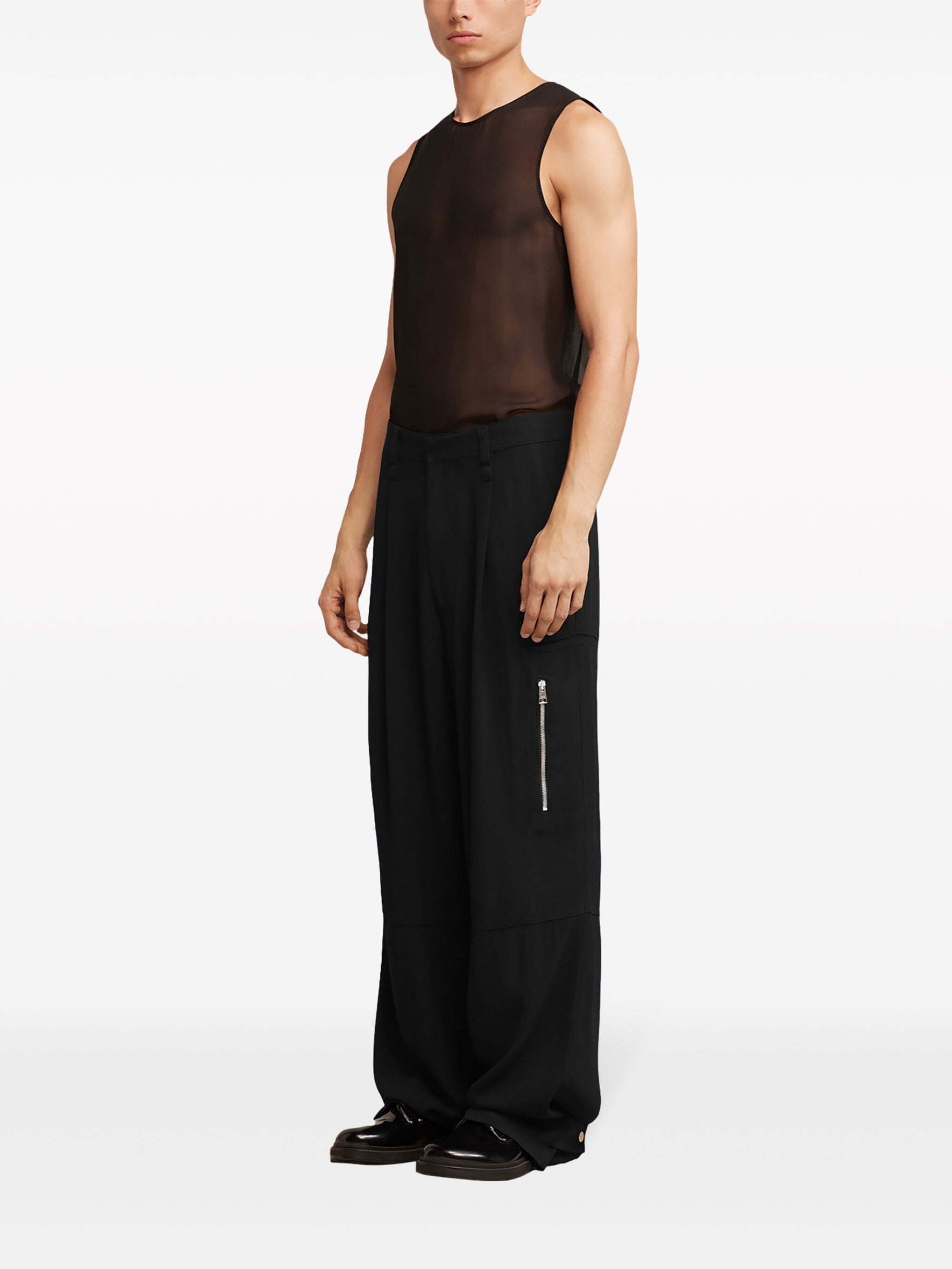 TAILORED CUT BELT LOOPS WIDE-LEG TROUSERS