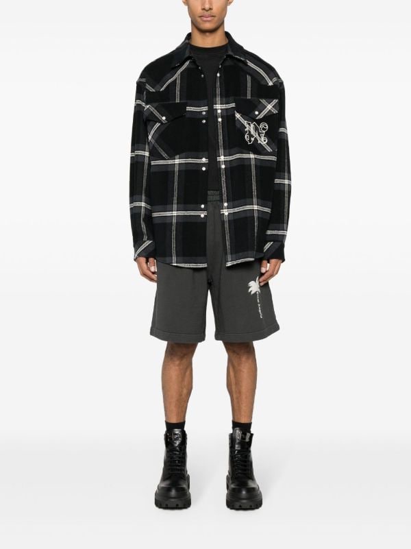 CHECKED COTTON-FLANNEL SHIRT JACKET