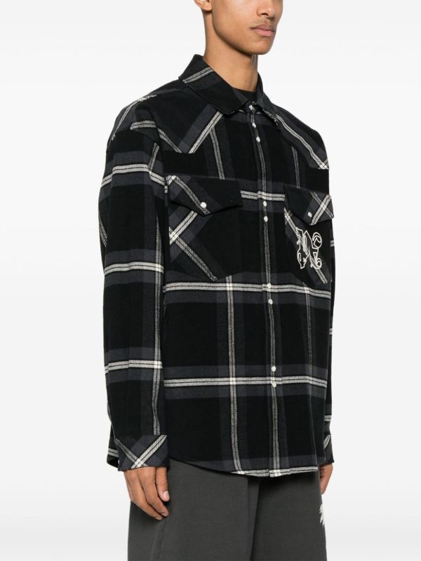 CHECKED COTTON-FLANNEL SHIRT JACKET