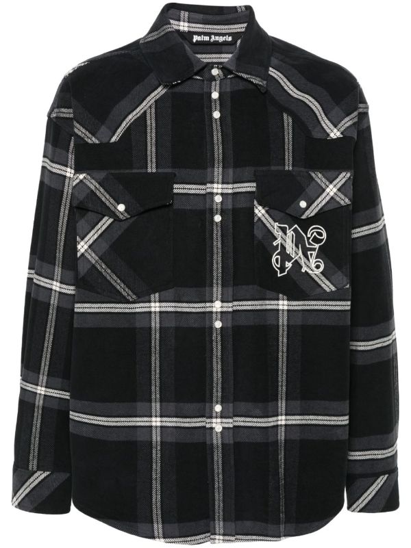 CHECKED COTTON-FLANNEL SHIRT JACKET