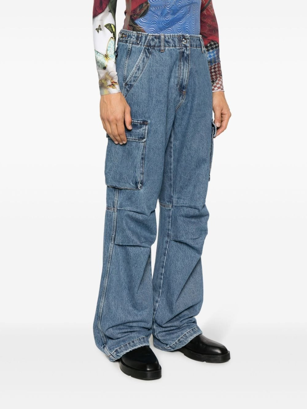 HIGH-WAISTED WIDE-LEG CARGO TROUSERS