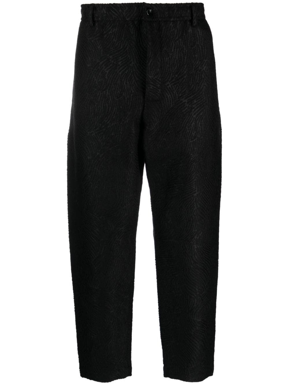 PATTERNED-JACQUARD TAPERED TROUSERS