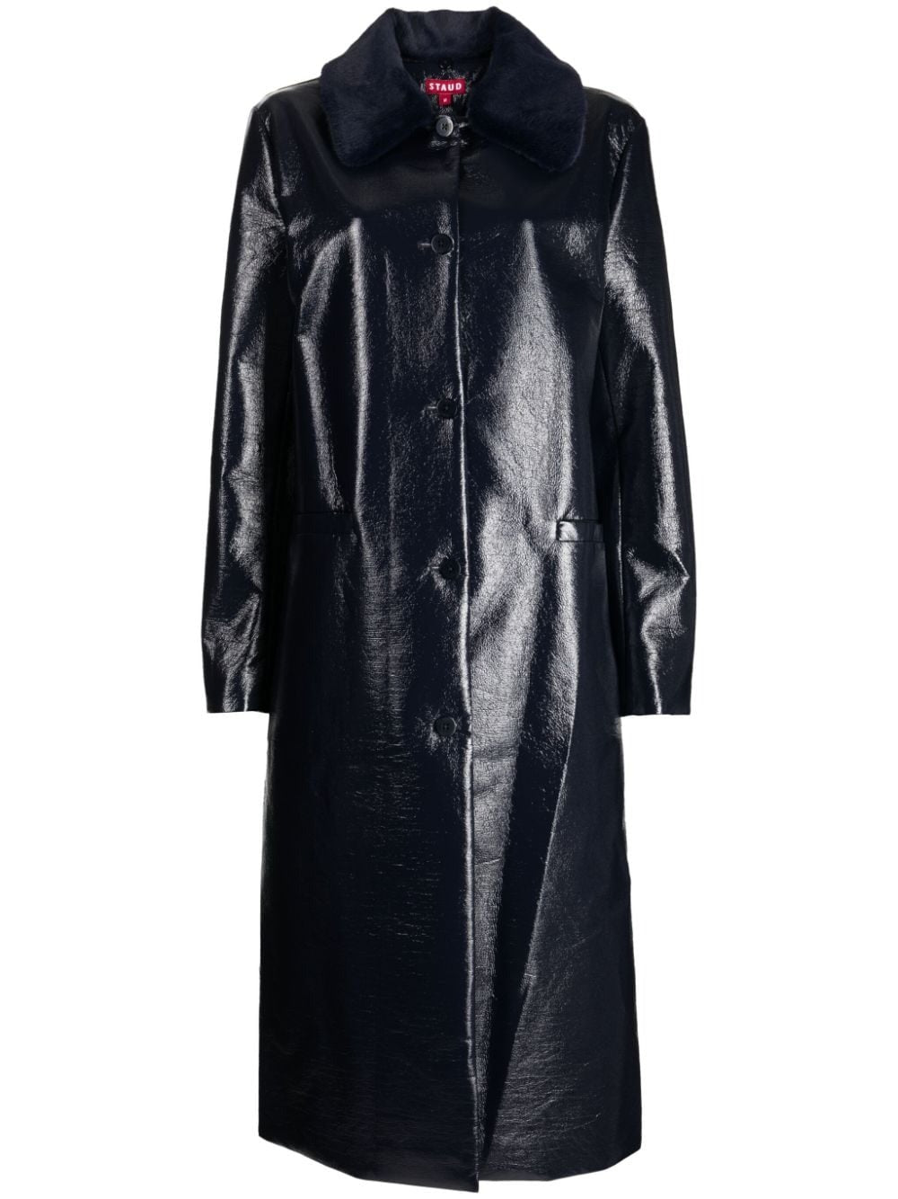 VARNISHES FAUX-FUR COLLAR AND SIDE POCKETS COAT