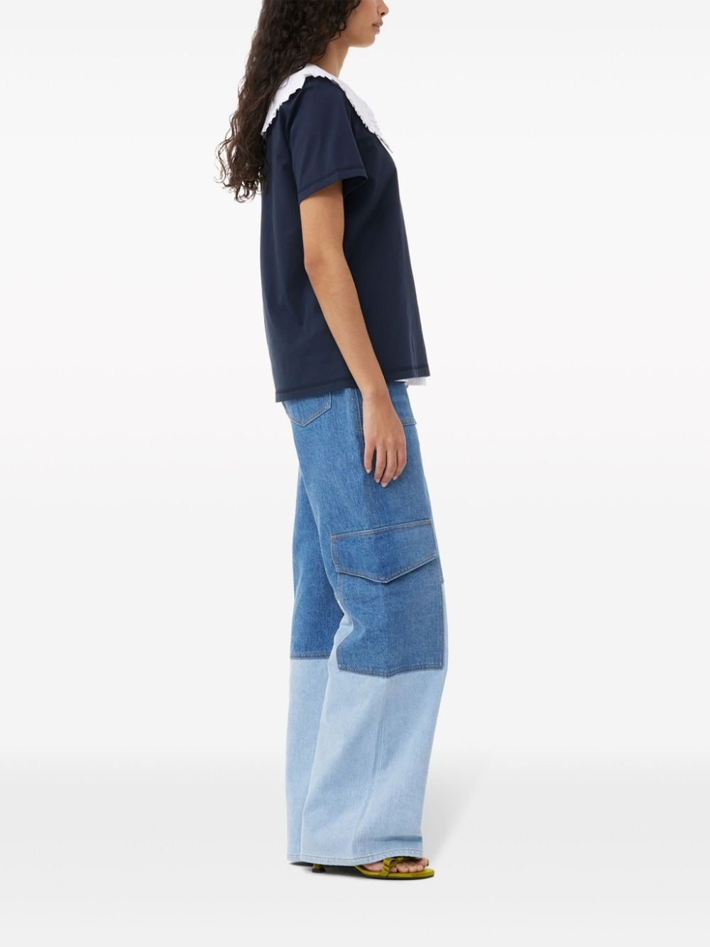 ANGI WIDE-LEG CUTLINE JEANS