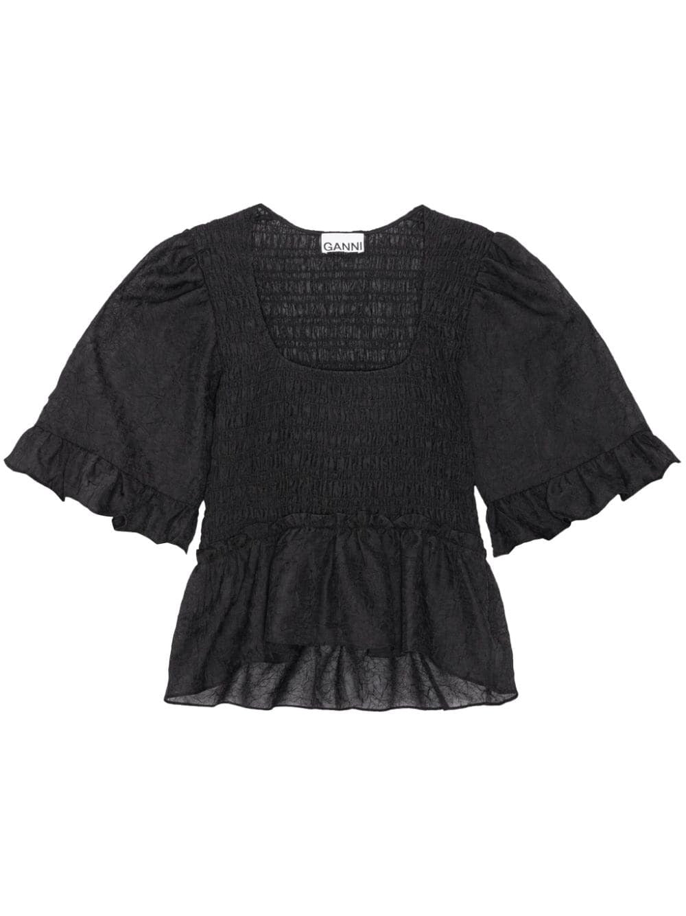 CRINKLED GEORGETTE SMOCK BLOUSE