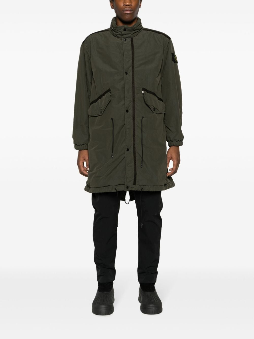 DAVID COMPASS-BADGE LONG RAINCOAT