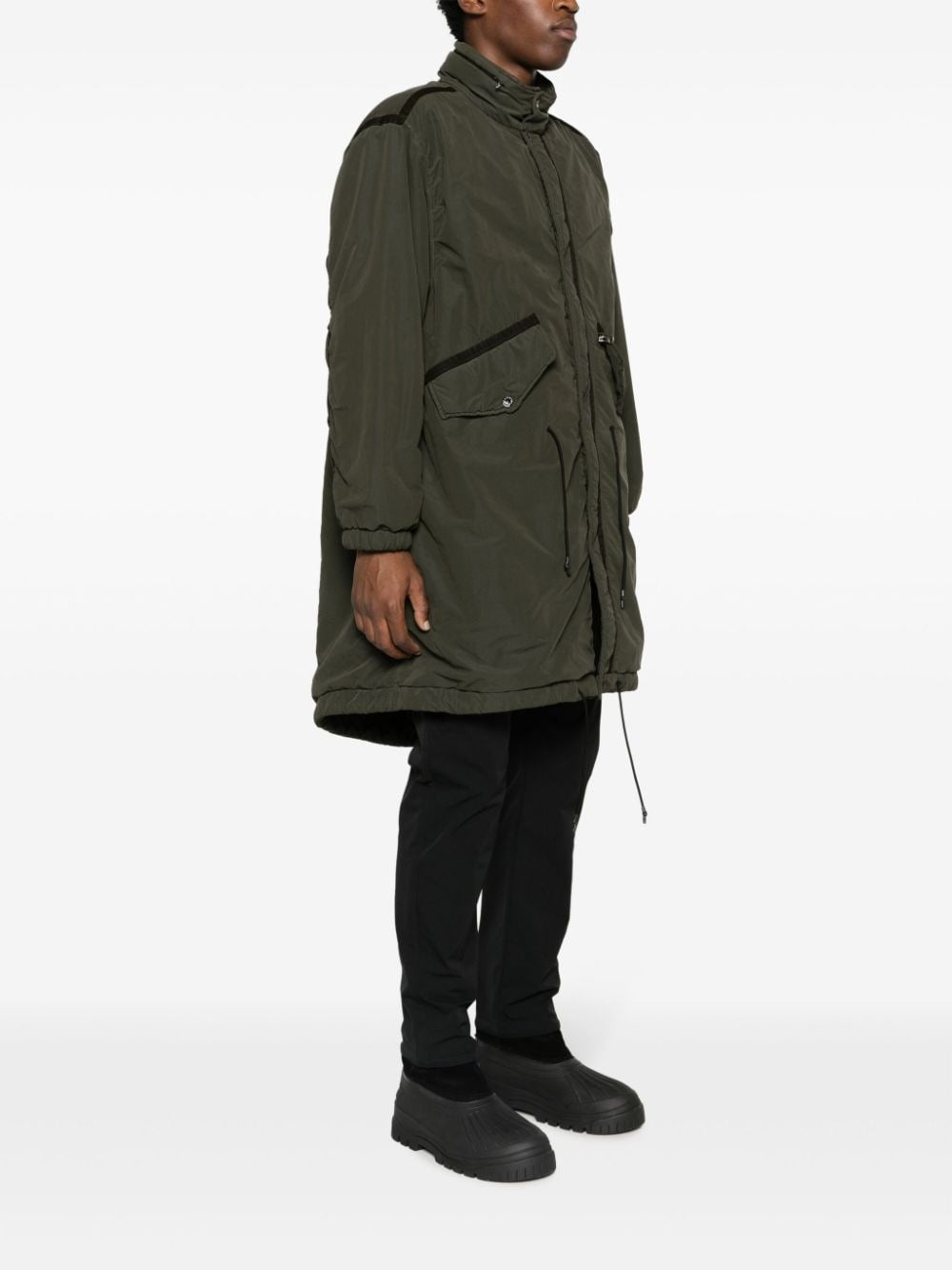 DAVID COMPASS-BADGE LONG RAINCOAT