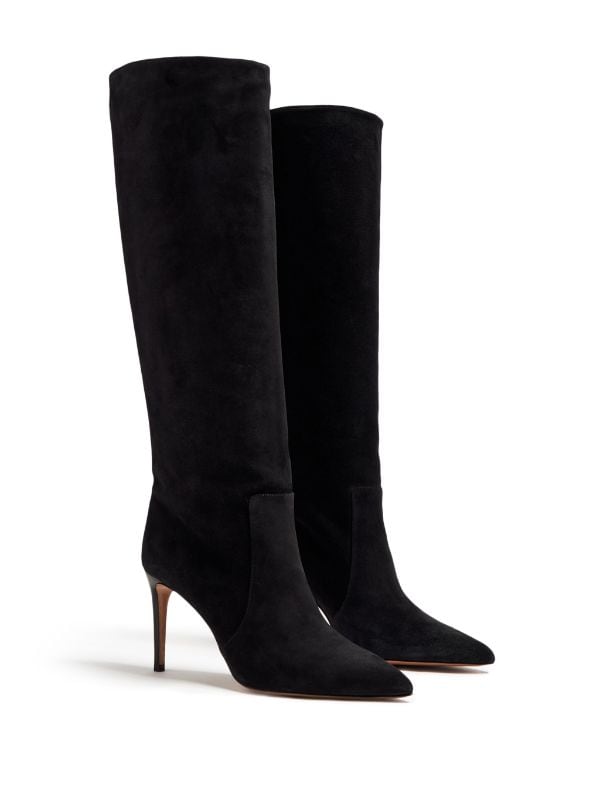 STILETTO 85MM POINTED-TOE LEATHER BOOTS