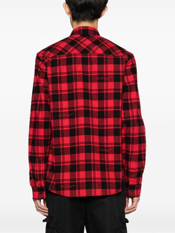 LOGO-EMBROIDERED CHECKED FLANNEL SHIRT