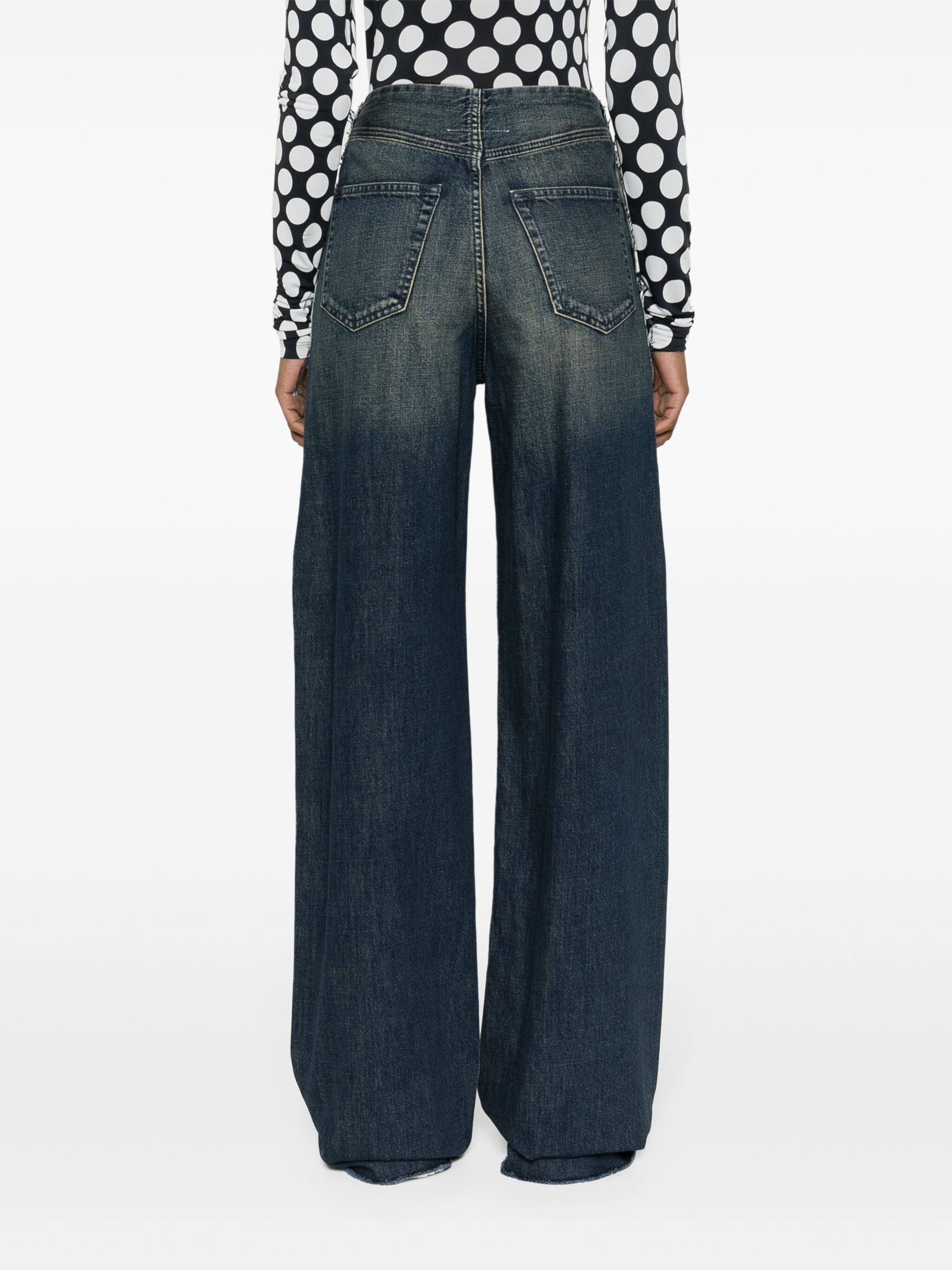 SIGNATURE SINGLE-STITCH LOGO WIDE-LEG JEANS