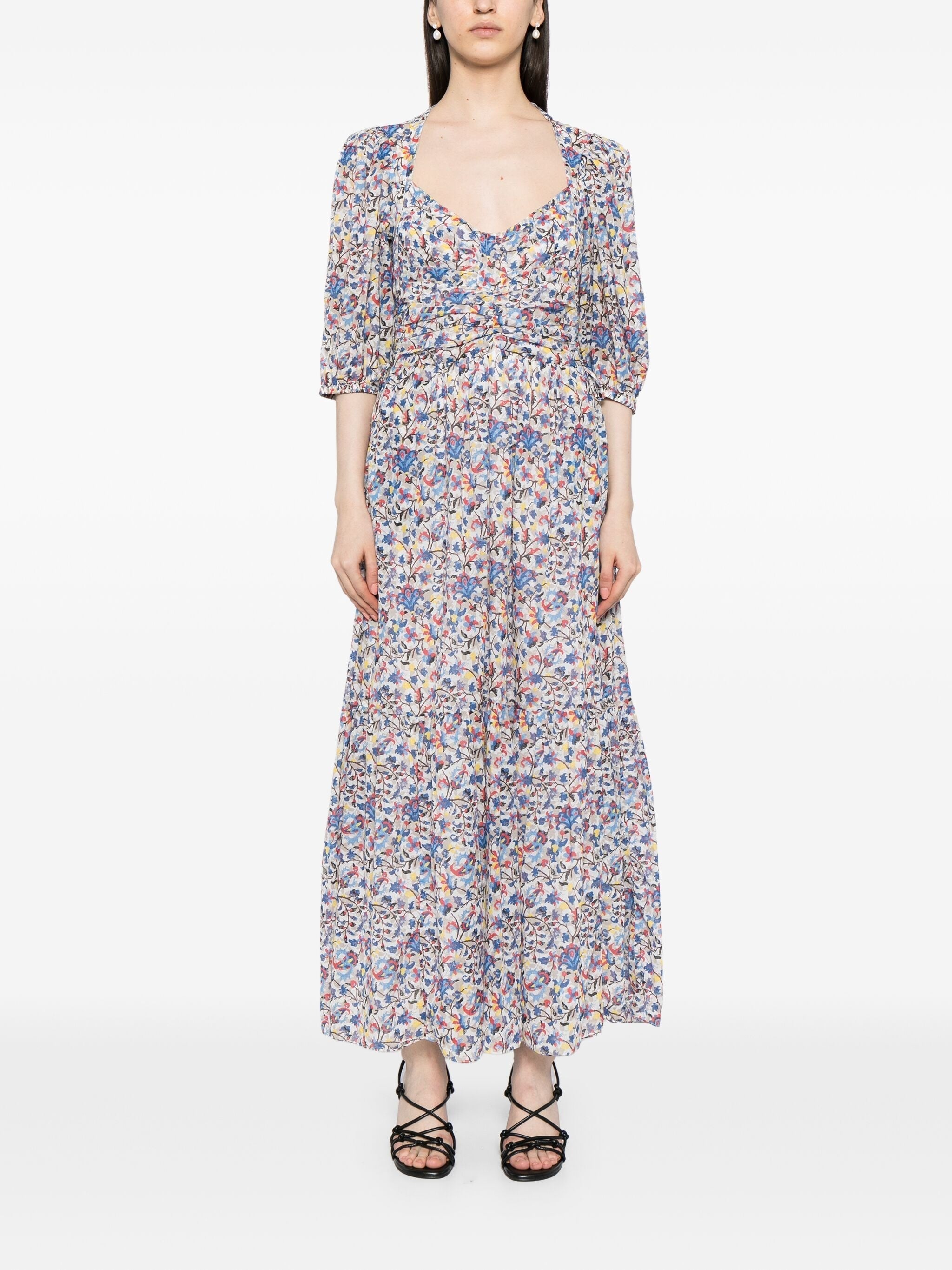 LEONIZA FLORAL-PRINT MAXI DRESS