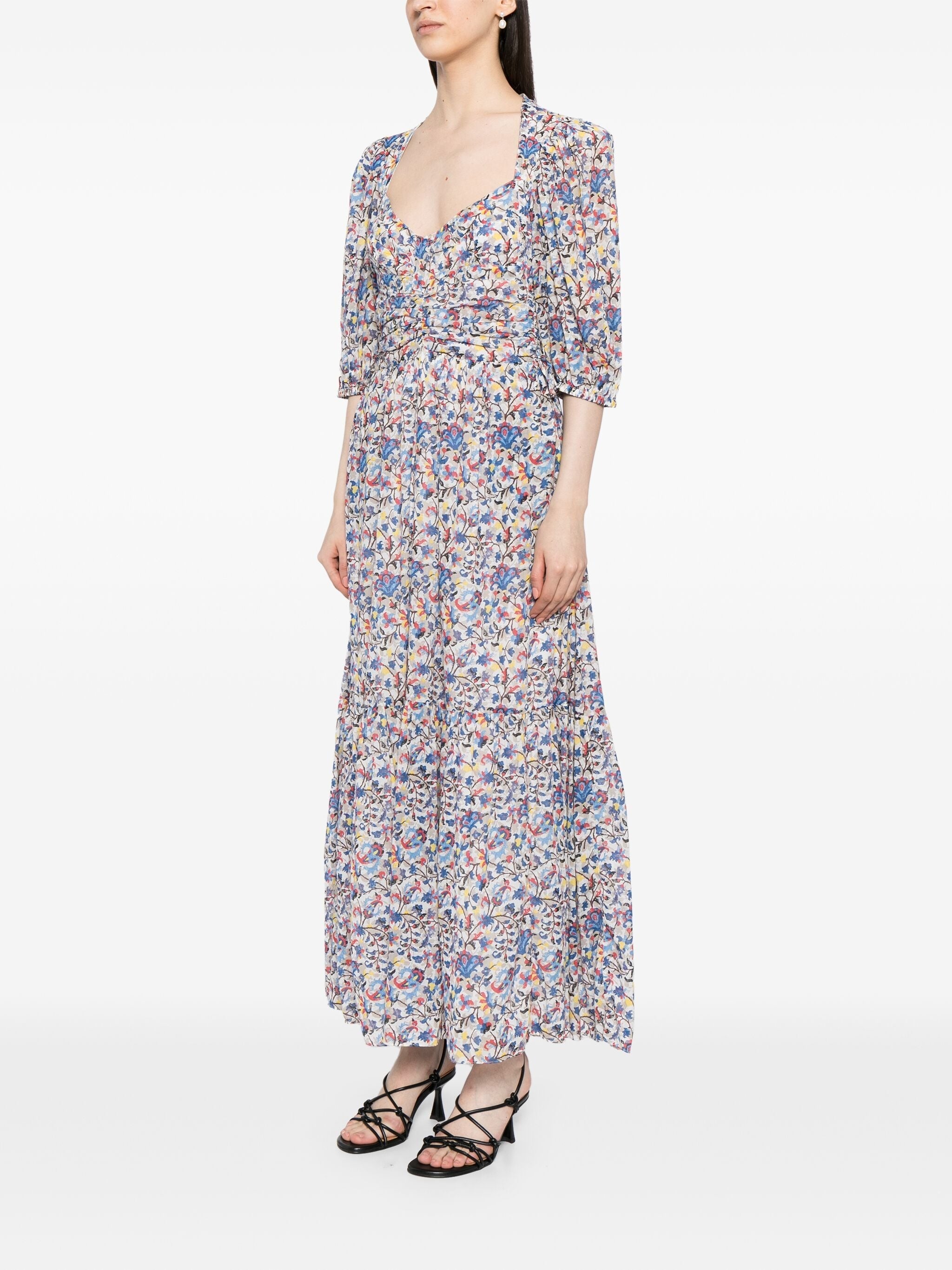 LEONIZA FLORAL-PRINT MAXI DRESS