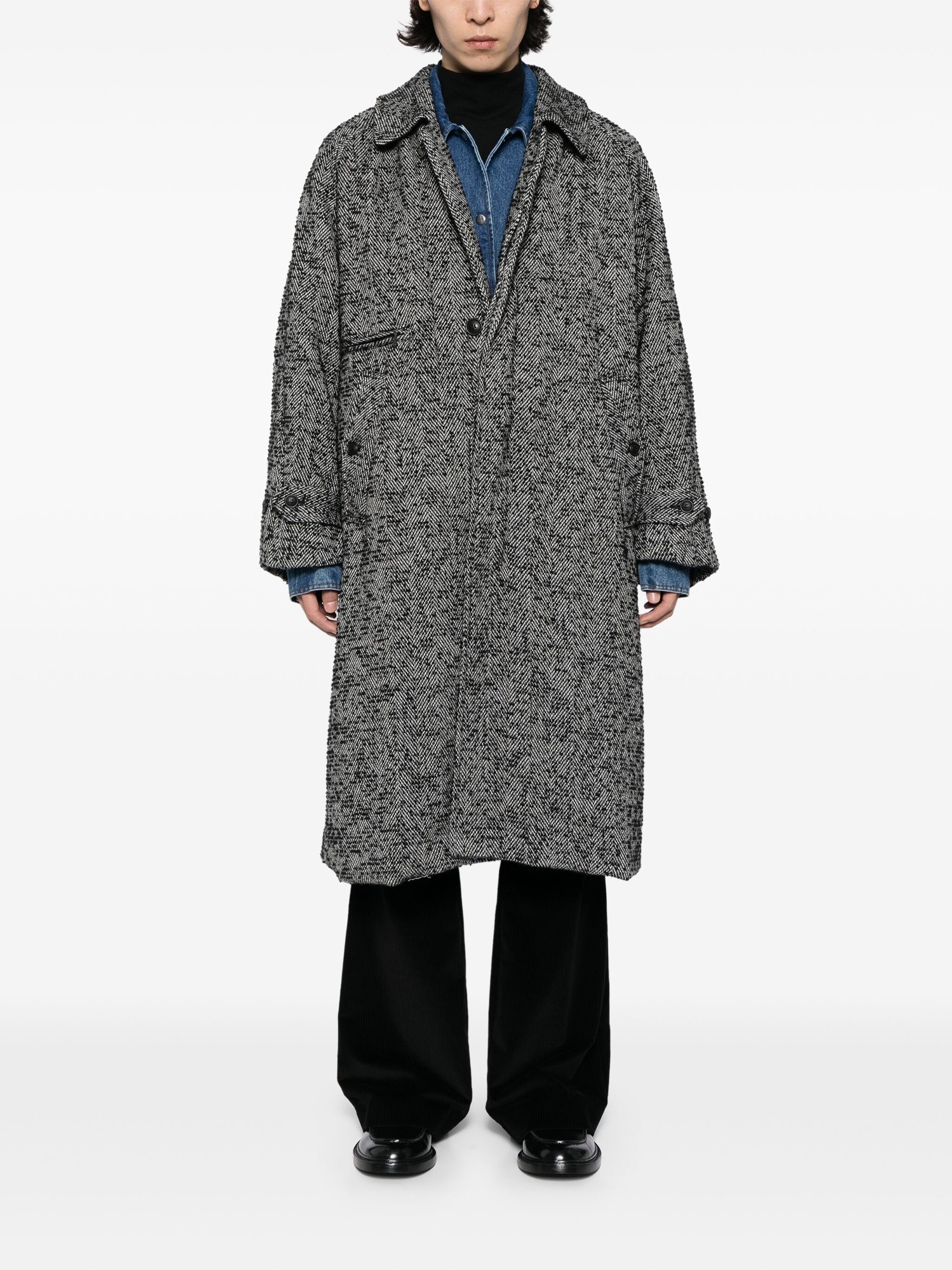 BALCOLLAR COAT - W/PE/R/N TWEED