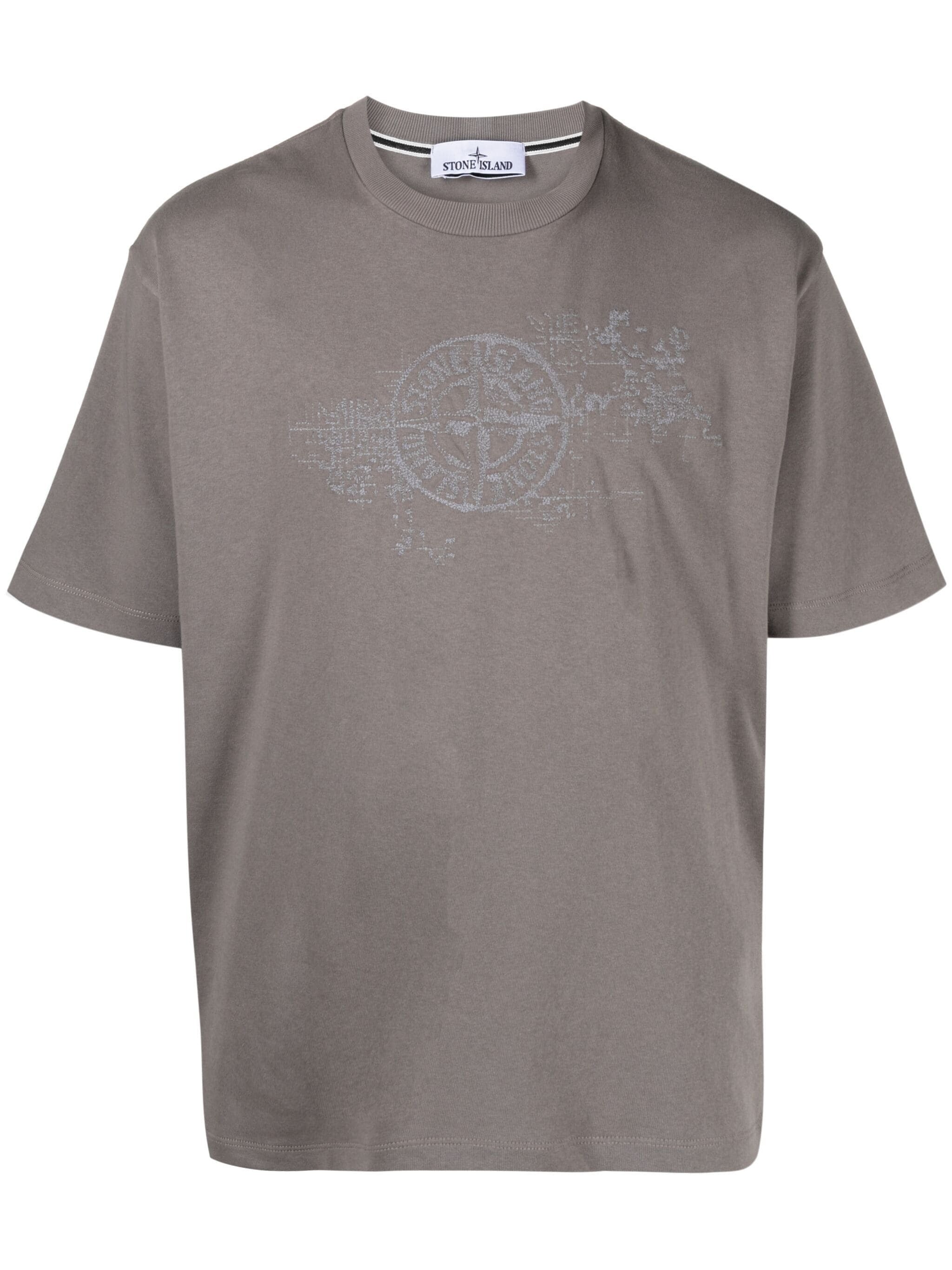 COMPASS MOTIF EMBROIDERED-LOGO COTTON T-SHIRT