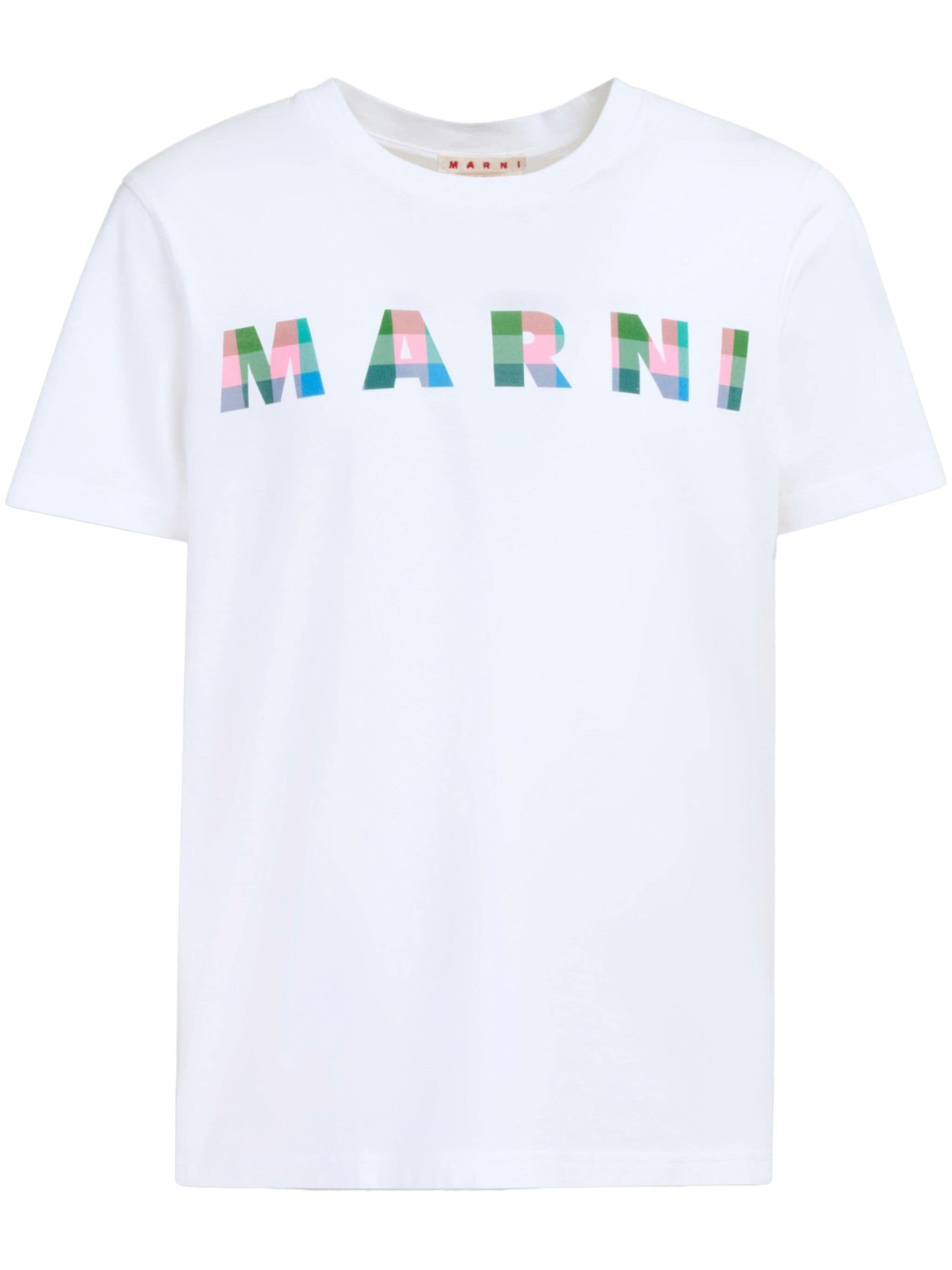 GINGHAM LOGO-PRINT COTTON T-SHIRT