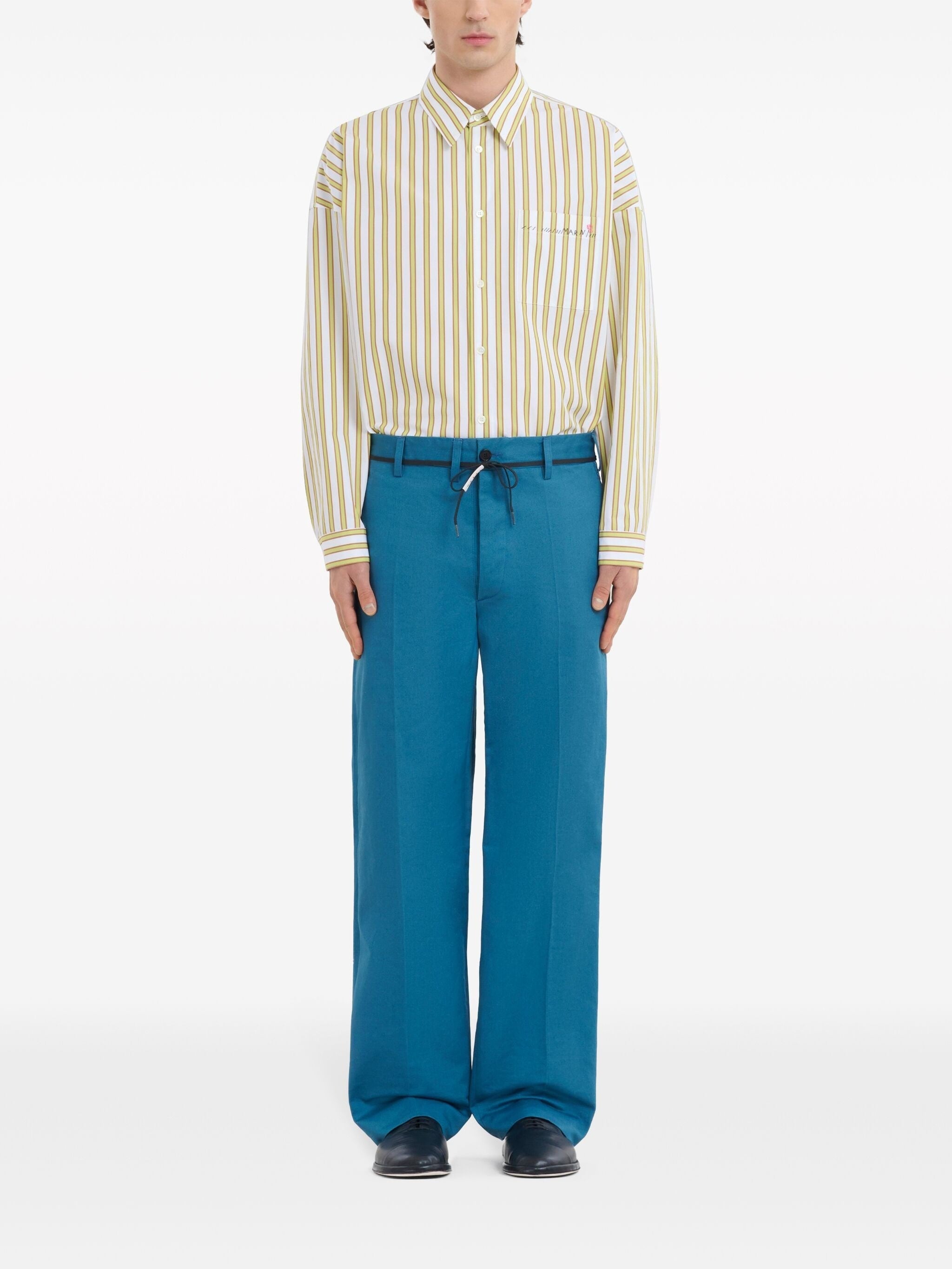 TIED WAISTBAND STRAIGHT-LEGGED TROUSERS