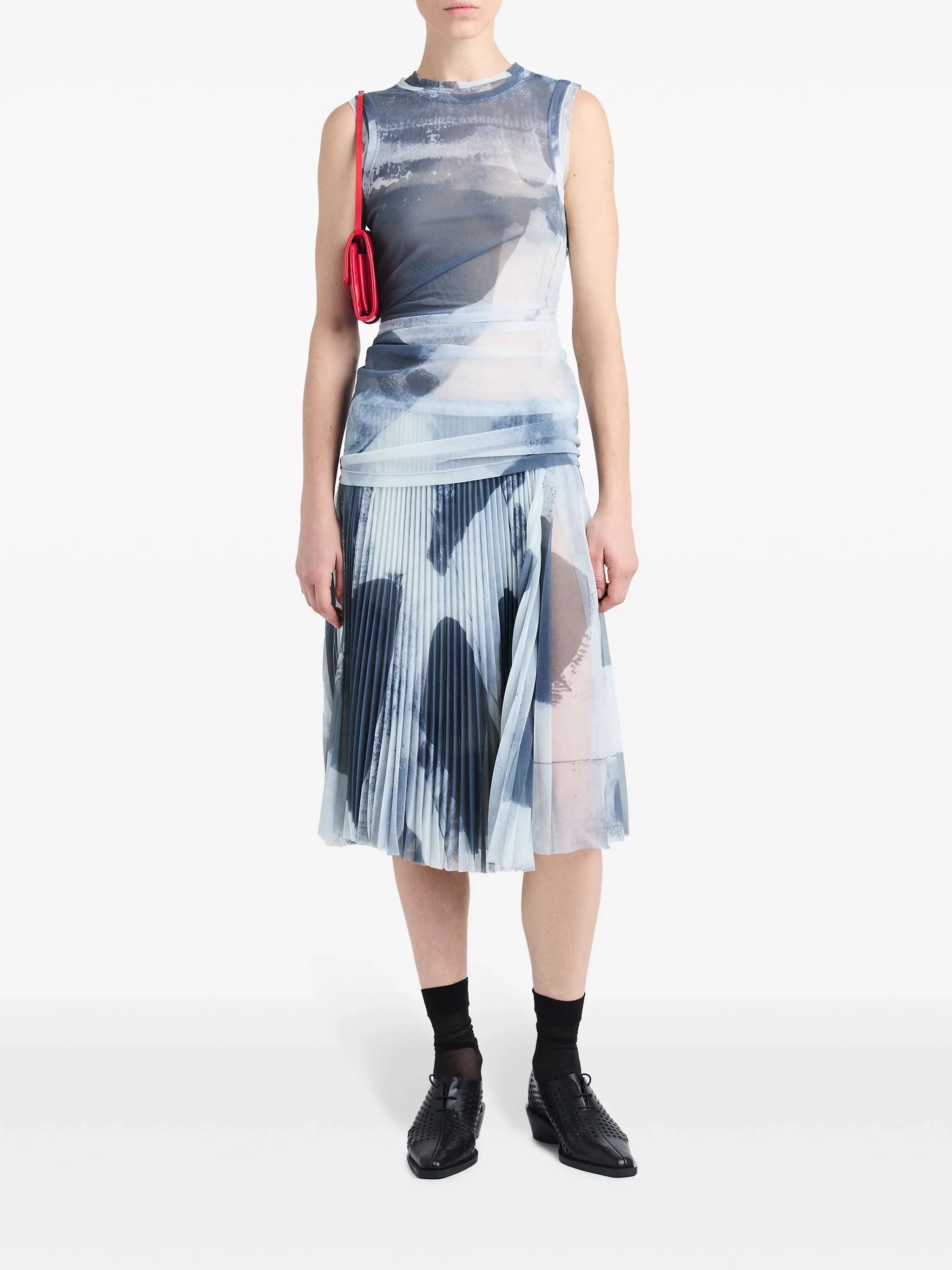 ZOE ABSTRACT-PRINT MIDI DRESS